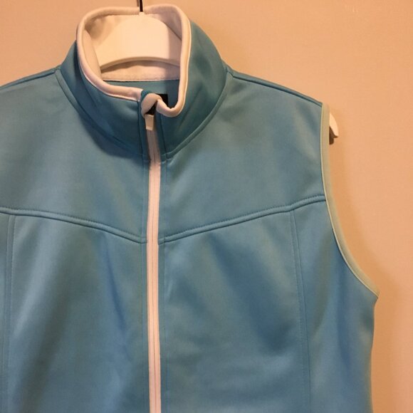 Retro Ice Blue Poly-Flex High Collar Zip Up Vest - Picture 6 of 16